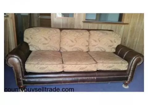 Leather & Tapestry Sofa